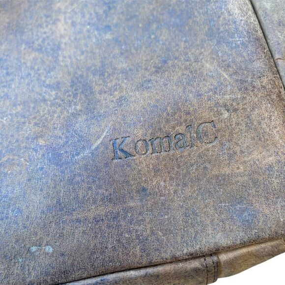 KomalC Large Brown Leather Tote Bag Unisex Travel Handbag - Picture 4 of 7